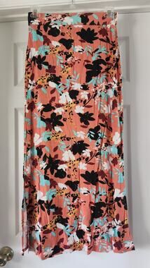 Lildy Floral Maxi Skirt Womens Size L/XL Coral Orange Boho Wb42